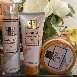 🆕🍨 SPA LUXURY “VANILLA SUGAR” 3-PIECE BODY CARE COLLECTION. BRAND NEW FULL SIZE